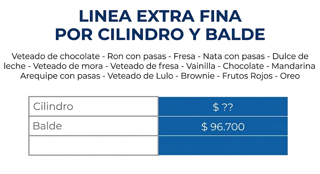 LINEA EXTRA FINA POR CILINDRO y BALDE